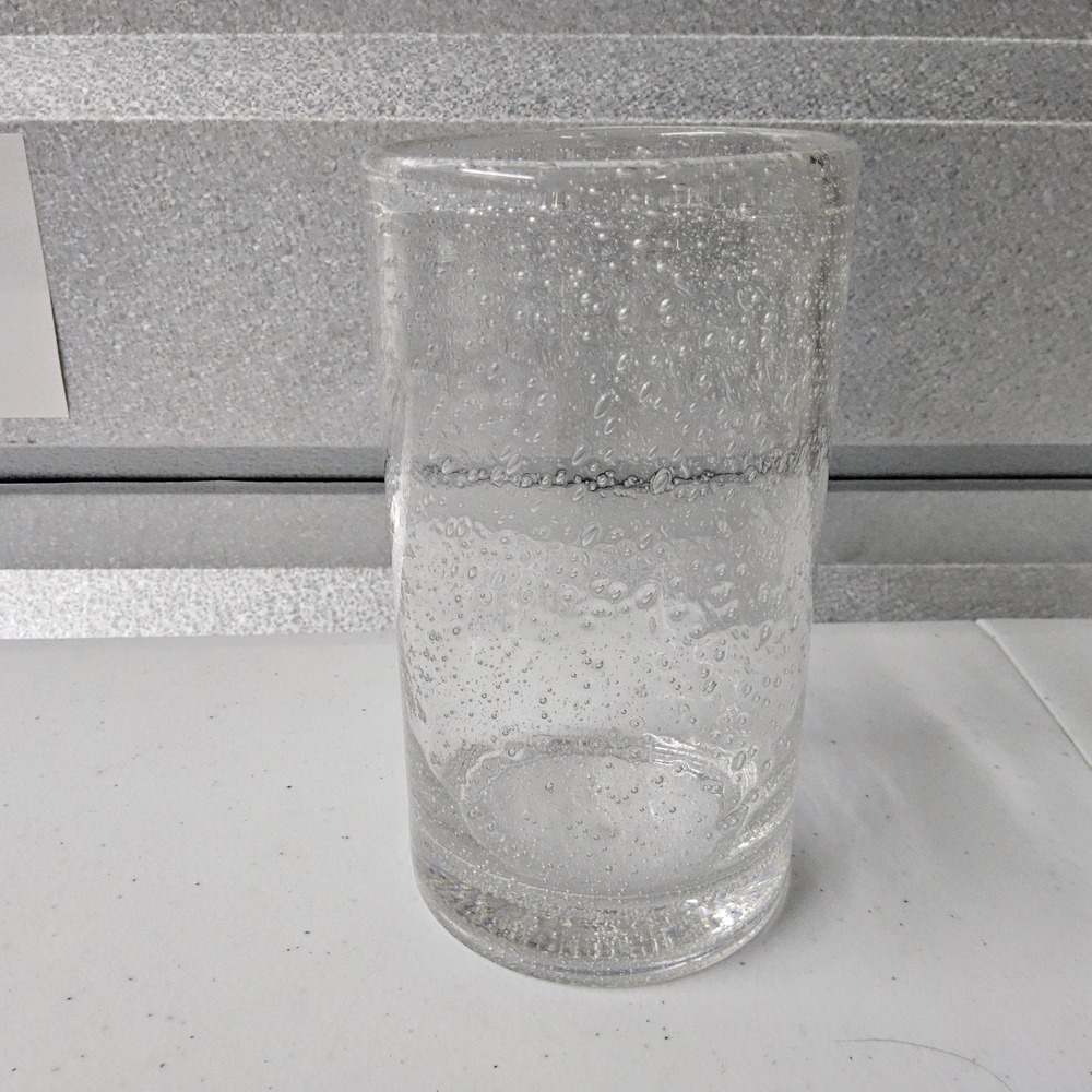 Mexican Blown Glass Drinking Glass Clear‎ Glass Bubble Design Tall Cup